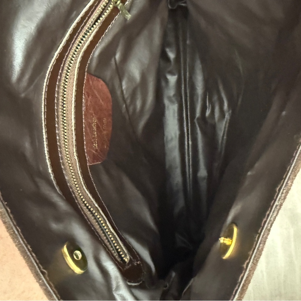 1960 1970 Vintage Brown Suede Pleated Fabric Clutch Handbag Gold Chain Purse - Picture 8 of 12